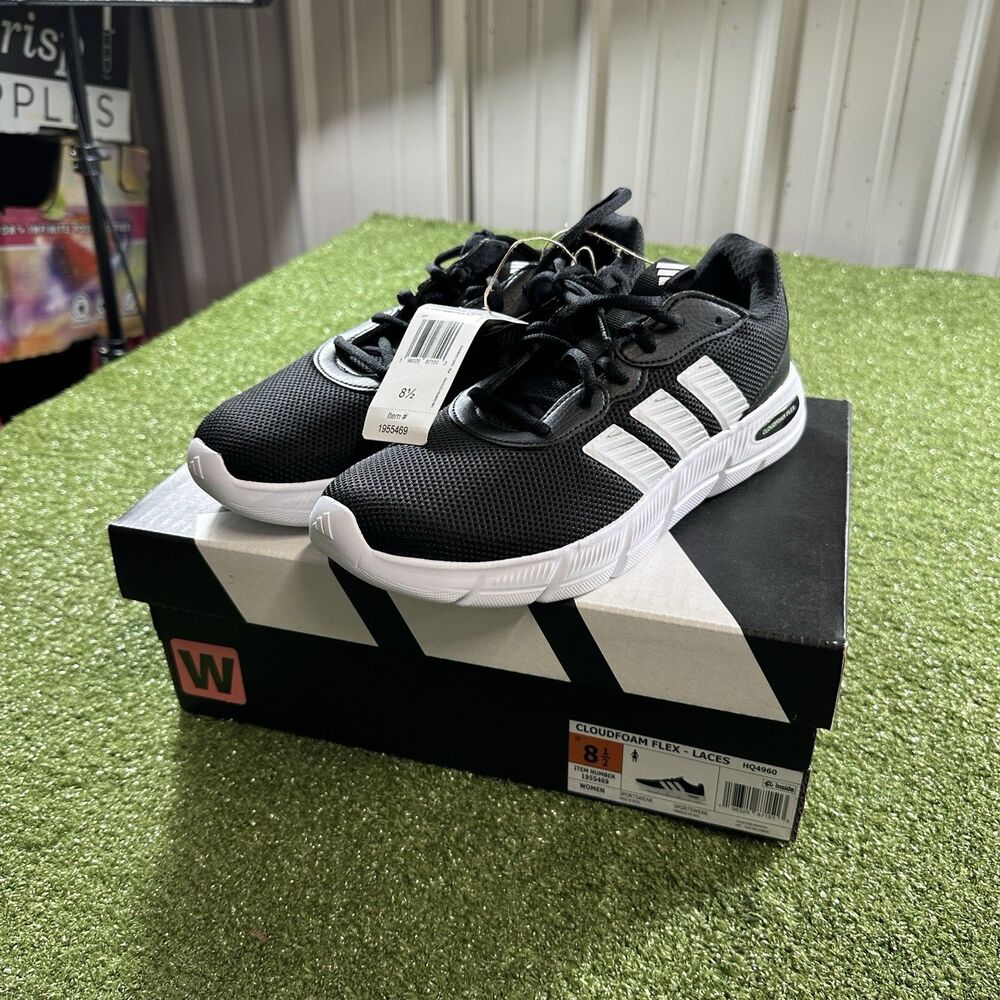 Adidas Cloudfoam Flex Women's Size 8 1/2 Black Running Shoes NIB